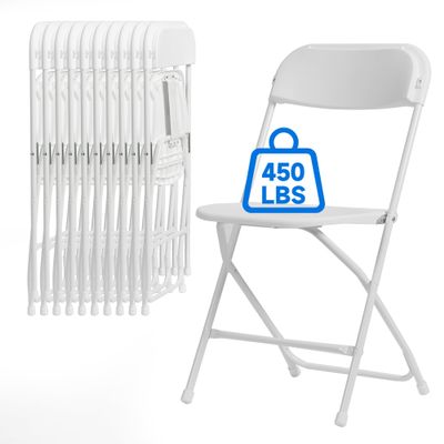 Winlice 90 PCS Plastic Folding Chair, Portable Commercial Chair, 450 LB Capacity Premium Plastic Folding Chairs, Folding Chair for Wedding Party Outdoor Indoor, Stackable Folding Chairs White