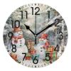 ALAZA Home Decor Oil Painting Merry Christmas Snowman Round Acrylic 9.84 Inch Wall Clock Non Ticking Silent Clock Art for Living Room Kitchen Bedroom view 1