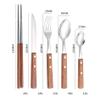70-Piece Wood Handle Silverware Set Stainless Steel 18/8 Flatware Set for 14 Utensil Sets Spoons And Forks Set Cutlery Set includes Chopsticks Forks Spoons Tablespoon Dinner Knives Durable Restaurant view 2