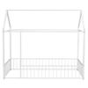 Bellemave Twin Size Montessori Floor Bed, Metal House Bed Framefor Kids, Montessori Floor Beds with Fence, Playhouse for Kids,White view 4