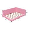 RUNNA Modern Upholstered Full Size Platform Bed with USB Ports and LED Lighting,Teddy Fabric,Wooden Daybed/Sofa Bed/Low Floor Bed Frame with Backrests for Boys Girls Teens Adults (Pink-Teddy#F) view 2