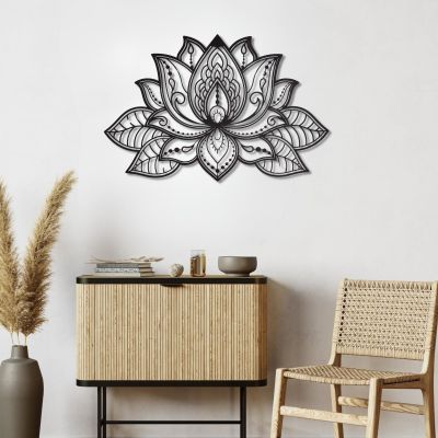 Bisamu Metal Mandala Flower Wall Decoration, Small Size, Mandala Metal Wall Art, Spiritual Wall Art, Living Room Wall Decor, Office Decor, Home Decoration, Bedroom Wall Decor (35"X 23" / 90 X 58cm)