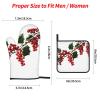 4 Pcs Oven Mitts Pot Holders Set Heat Resistant Waterproof Kitchen Oven Glove with Pot Holders Holly Berry Branches Non Slip Cooking Gloves for Baking Cooking Grilling BBQ view 2