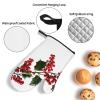 4 Pcs Oven Mitts Pot Holders Set Heat Resistant Waterproof Kitchen Oven Glove with Pot Holders Holly Berry Branches Non Slip Cooking Gloves for Baking Cooking Grilling BBQ view 3