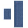 Buganda Microfiber Bathroom Rugs, Bath Rug Size 24 x 16 and 59 x 20 in Navy, 2 Item Bundle view 1