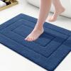 Buganda Microfiber Bathroom Rugs, Bath Rug Size 24 x 16 and 59 x 20 in Navy, 2 Item Bundle view 2