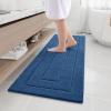 Buganda Microfiber Bathroom Rugs, Bath Rug Size 24 x 16 and 59 x 20 in Navy, 2 Item Bundle view 3