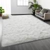 Deerhoo Large Shag Area Rugs 6 x 9, Plush Fuzzy Rugs for Living Room, Ultra Soft Fluffy Furry Rug for Bedroom, Indoor Carpet Nursery Rugs for Kids Room Home Decor, White view 1