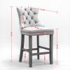 HMFULE 27" Counter Height Bar Stool Set of 2, Upholstered Barstool with Button Tufted Back Velvet Barstools with Solid Wooden Legs Kitchen Island Bar Chairs Beige view 3