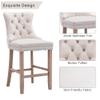 HMFULE 27" Counter Height Bar Stool Set of 2, Upholstered Barstool with Button Tufted Back Velvet Barstools with Solid Wooden Legs Kitchen Island Bar Chairs Beige view 4