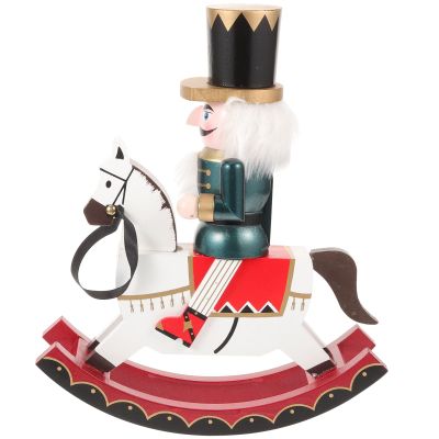 LOGOFUN Wooden Nutcracker Figurine Christmas Nutcracker Ornament Wood Horse Nutcracker Soldier Statue for Xmas Party Decorations - Blue (30cm)
