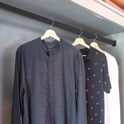 Closet Rod Square Closet Clothes Hanger Rail, Garment Organizer System, Heavy Duty Wardrobe Pole, Extra Hanging Rod for Cloakrooms Clothing Store Closet ( Color : Black , Size : 60cm(23 5/8") Length )