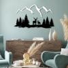 Metal Mountain Wall Art, Mountain Wall Art, Mountain Metal Wall Art, Deer, Forest Wall Decor, Large Wall Art Mountains, Mountain Decoration for Living Room, Bedroom or Study (29"x 21"| 76x54cm, White and Black) view 2
