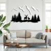 Metal Mountain Wall Art, Mountain Wall Art, Mountain Metal Wall Art, Deer, Forest Wall Decor, Large Wall Art Mountains, Mountain Decoration for Living Room, Bedroom or Study (29"x 21"| 76x54cm, White and Black) view 4