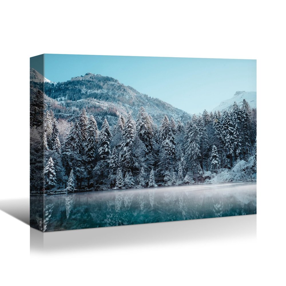 YONICA Winter Enchantment Canvas Wall Art for Home Decor - Beautiful Snowy Forest Pictures Print On Canvas HD Giclee Artwork Ready to Hang for Living Room Office 18"x12"(45x30cm)