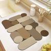 Hixingo Super Absorbent Non-Slip Diatomaceous Dish Drying Mat, Abstract Heat Resistant Coffee Mat, Hide Stain Dish Drying Mats for Kitchen Counter (Brown,11.8x15.8) view 1
