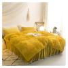 ADovz 4pcs Green Plush Velvet Duvet Cover Set Quilted Fringe Ruffles Bed Skirt Pillowcases Bedding Set,Bed Sheets view 1