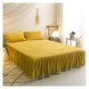 ADovz 4pcs Green Plush Velvet Duvet Cover Set Quilted Fringe Ruffles Bed Skirt Pillowcases Bedding Set,Bed Sheets view 2