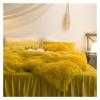 ADovz 4pcs Green Plush Velvet Duvet Cover Set Quilted Fringe Ruffles Bed Skirt Pillowcases Bedding Set,Bed Sheets view 3