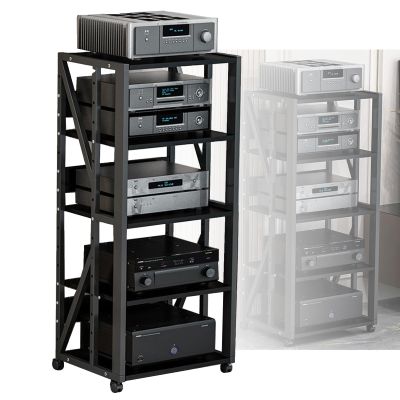 YLQFGUVWK 5-Tier AV Media Cabinet Stand Assembly Cabinet with Height Adjustable Wooden Stand for Home/Office/Audio Video/DJ/Theatre