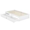 RUNNA Multifunction Twin Size Wood Daybed with Fence Guardrails and 2 Drawers, Split into Independent Floor Bed & Daybed for Kids Girls Boys (White#9) view 4