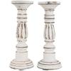 Northlight Set of 2 Antique Pillar Candle Holders, 12", White view 1