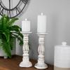 Northlight Set of 2 Antique Pillar Candle Holders, 12", White view 2