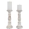 Northlight Set of 2 Antique Pillar Candle Holders, 12", White view 3