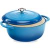 Best Choice Products 7.5 Quart Enamel Cast-Iron Round Dutch Oven, Family Style Heavy-Duty Pre-Seasoned Cookware for Home, Kitchen, Dining Room, Oven Safe w/Lid, Dual Handles - Blue view 1