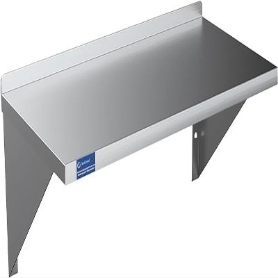 Express KitchQuip Stainless Steel Wall Shelf | Square Edge | Metal Shelving | Heavy Duty | Commercial Grade | Wall Mount | NSF Certified (14 Width x 24 Length)