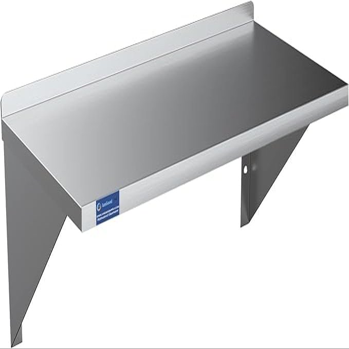 Express KitchQuip Stainless Steel Wall Shelf | Square Edge | Metal Shelving | Heavy Duty | Commercial Grade | Wall Mount | NSF Certified (14 Width x 24 Length)