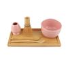 BambooMN Brand - Matcha Bowl Set (Includes Bowl, Rest,Tea Whisk, Chasaku, Tea Spoon & Tray) 1 Set Pink view 1