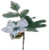 Country Silk 17" Inch Fern with 8" Velvet Glittered Poinsettia Christmas Pick, Delicate Decoration for the Holidays! (White Sage Trim) view 1