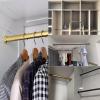 WEITOL Super Load-Bearing Heavy Duty Wardrobe Pole with Flange Base, Metal Closet Rod Custom Cut to Size, Round Post for Shower Curtain Laundry Room Balcony (Color : Black, Size : 19.7in/50cm) view 2
