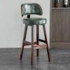 Lsoiup Mid-Century Bar Stools PU Leather Upholstered Green Counter Height Stools with Back, Solid Wood Legs, Kitchen Counter Chair Set of 4-75cm Sitting Height view 2