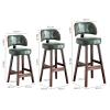 Lsoiup Mid-Century Bar Stools PU Leather Upholstered Green Counter Height Stools with Back, Solid Wood Legs, Kitchen Counter Chair Set of 4-75cm Sitting Height view 3