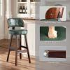 Lsoiup Mid-Century Bar Stools PU Leather Upholstered Green Counter Height Stools with Back, Solid Wood Legs, Kitchen Counter Chair Set of 4-75cm Sitting Height view 4