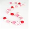 Mini Felt Factory | Christmas Felt Garland ~7 Ft 100% Wool Pom 2.5 cm Balls Candy Cane Peppermint Ornament Boho Pink Holiday Bright Decor Mantel Hanging Seasonal Banner Craft Wall Party view 4