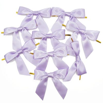 Giftmeet Purple Twist Ties for Bags, 4.3 Inch Ribbon Bows Bulk Assorted Christmas Ribbon and Bows, Reusable Bread Ties for Treat Bags, Lollipop Decoration, Christmas Tree, Home and Wedding 30 Pcs