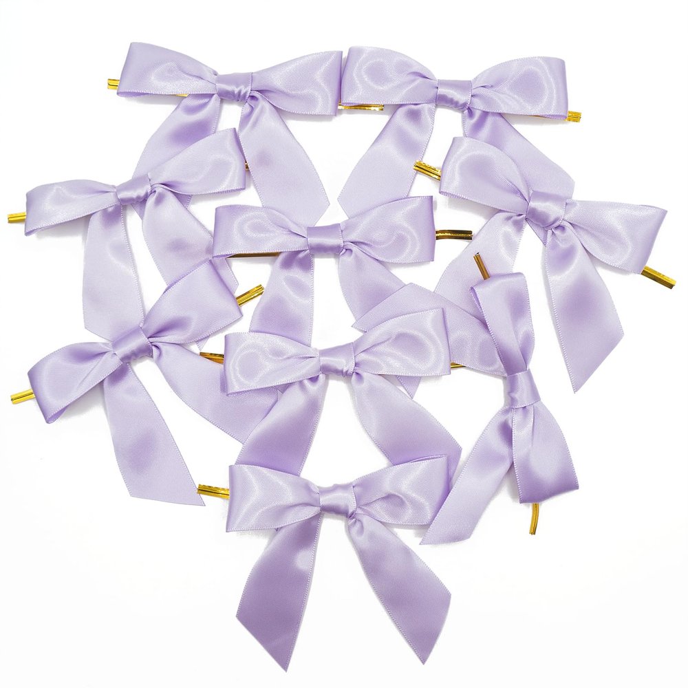Giftmeet Purple Twist Ties for Bags, 4.3 Inch Ribbon Bows Bulk Assorted Christmas Ribbon and Bows, Reusable Bread Ties for Treat Bags, Lollipop Decoration, Christmas Tree, Home and Wedding 30 Pcs