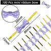 100Pcs Purple Twist Ties for Bulk Food, Mini Ribbon Bow Twist Ties for Treat Bag, Christmas Tree Bows Metallic Twist Ties for DIY Crafts, Baked Food, Lollipop, Wedding Decor and Gift Wrap view 2