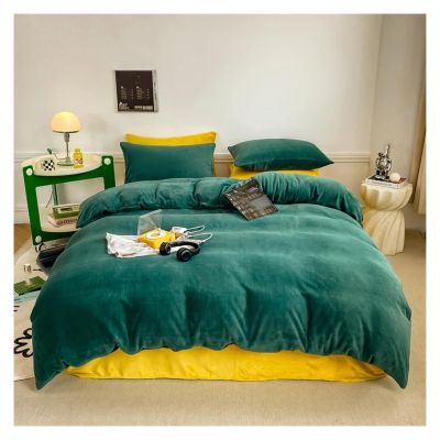 Bed, 3pcs/Set Soft Velvet Warm Duvet Cover Set Winter Cozy Bedding Set Color Quilt Cover Thickened Duvet Cover with Pillowcases