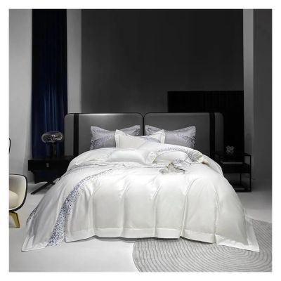 QuKan Bed, 1000TC Egyptian Cotton White Gray Soft Bedding Set Luxury Duvet Cover Sheet Pillowcase