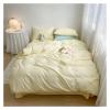 QuKan Bed, Bedding Set Washed Cotton Solid Color Simple Bed Sheet Quilt Cover Pillowcase Four-Piece Set view 1