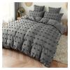 Bed, Boho Duvet Cover Queen - Boho Bedding, Tufted Queen Duvet Cover Compatible with All Seasons, 3 Pieces Embroidery Shabby Chic Home Bedding Duvet Cover view 2