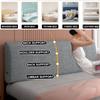 ZZYK Rectangle Headboard Pillow Linen Bed Backrest Large Wall Mounted Headboard,Solid Color Wedge Pillowboard Reading Pillow Support Upholstered Daybed Bolster,Gray,Paste 47"/Full view 2