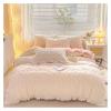 QuKan Bed, Autumn and Winter Solid Color Four-Piece Set Simple Quilt Cover Set Plush Bedding Set view 1