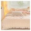 QuKan Bed, Autumn and Winter Solid Color Four-Piece Set Simple Quilt Cover Set Plush Bedding Set view 2