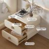 YUGXTH Nightstand with Storage Drawer, Bedside Table with Handles, Leather Finish, Wood Night Stand, Modern End Table Side Table Storage Cabniet(Khaki,50 * 40 * 50cm) view 2