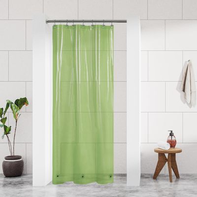 Barossa Design Clear Green Stall Shower Curtain Liner 36" W x 72" H - Waterproof PEVA Plastic Lightweight Shower Liner for Small Bathroom, 3 Magnets & Metal Grommets - Clear Green